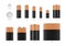 Alkaline batteries and accumulators set realistic vector illustration. Rechargeable battery