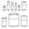 Alkaline battery different sizes vector icons set