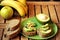 Alkaline breakfast with apple and avocado sandwich