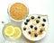 Alkaline breakfast with yogurt, blueberry and flax seeds