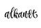 Alkanet - vector hand drawn calligraphy style lettering word.