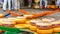 Alkmaar, North Holland / Netherlands. June 11th. 2016. Dutch cheese at the traditional Friday cheese market on the city