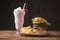 All-American Cheeseburger and Strawberry Shake