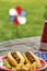 All American hotdogs at a patriotic cookout