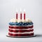 The All-American Spirit with an Exquisite USA Flag Style Cake, 4th of july,American Independence Day Celebration.AI generated