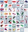 All asian maps mixed with flags. Vector illustration