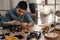 We are all born to create and do the extraordinary. a handsome young boy building a robotic toy car at home.