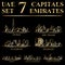 All the capital cities of the United Arab Emirates in gold