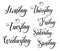 All days of the week handwritten lettering design set