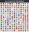 All flags of the world in alphabetical order. Square glossy style