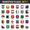 All flags of the world set 7 . Inserted and floating sticky note design . 7/8
