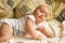 on all fours baby crawling photo. Beautiful picture, background, wallpaper