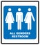 All gender restroom sign. Male, female transgender.  illustration.