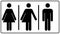 All gender restroom sign. Male, female transgender. illustration. Black symbols isolated on white. Mandatory banner. Se