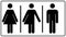 All gender restroom sign. Male, female transgender. Vector illustration. Black symbols isolated on white. Mandatory