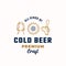 All Kinds of Cold Beer. Abstract Vector Beer Sign, Emblem or Logo Template. Growler Bottle, Cap and Beer Tap Icons with