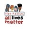 All lives matter in vector letters text and mixed race