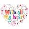 With all my heart typography lettering card