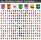 All national flags of the world . 3D realistic pennant hanging design . White isolated background . Vector