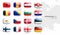 All Official Flags of European Countries 3D Vector Rounded Glossy Icons Set