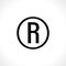 All rights reserved icon. R letter in a circle