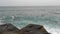 All-round panorama of the sea horizon in Atlantic Ocean on a gray gloomy rainy day - view from the pier in Puerto de la Cruz in Te