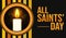 All saints\\\' day wallpaper with glowing candle and shapes on the side, background design. Religious wallpaper backdrop