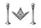 All Seeing Eye and Freemasonry Columns in vector.