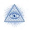 All seeing eye of god in sacred geometry triangle, masonry and illuminati symbol.