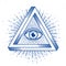 All seeing eye of god in sacred geometry triangle, masonry and illuminati symbol.