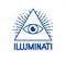 All seeing eye of god in sacred geometry triangle, masonry and illuminati symbol, vector logo or emblem design
