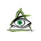 The All Seeing Eye - Green Firey Flame Illuminati Freemasonry Vector