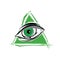 The All Seeing Eye - Green Firey Flame Illuminati Freemasonry Vector