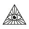All seeing eye icon. Eye in triangle. Illuminati mason symbol vector