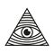 All seeing eye icon. Eye in triangle. Illuminati mason symbol vector illustration