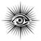 All-seeing eye. Masonic sacred symbol. Stylized female eye. Vector monochrome illustration. Template, element for design