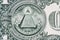 All-seeing eye. Masonic sign. Mason symbol. 1 one dollar.