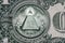All-seeing eye. Masonic sign. Mason symbol. 1 one dollar.