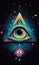 An all seeing eye in the middle of space. Generative AI image.