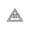 All seeing eye pyramid outline icon