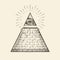 All seeing eye pyramid symbol. New World Order. Hand drawn sketch vector