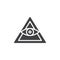 All seeing eye pyramid vector icon