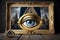 The all-seeing eye, or radiant delta, is a Masonic symbol. Neural network AI generated