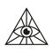 All seeing eye sign. Eye in triangle mason symbol vector illustration
