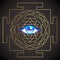 All seeing eye. Sri Yantra or Sri Chakra, form of mystical diagram, Shri Vidya school of Hindu tantra symbol. Sacred