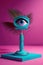 All-seeing eye statuette. Espionage, supervision concept. Conceptual AI generative illustration.