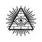 All-seeing eye. Symbol of world government. Illuminati conspiracy theory. sacred sign. Pyramid with an eye