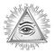 All seeing Eye in Triangle Freemasonry Symbol Engraving illustration