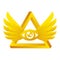 All-seeing eye with wings. Golden Pyramid, Masonic Symbol