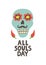 All souls day poster. Day of the Dead card. Dia de Muertos skull print. Mexican party. Amor eterno. Embroidery banner